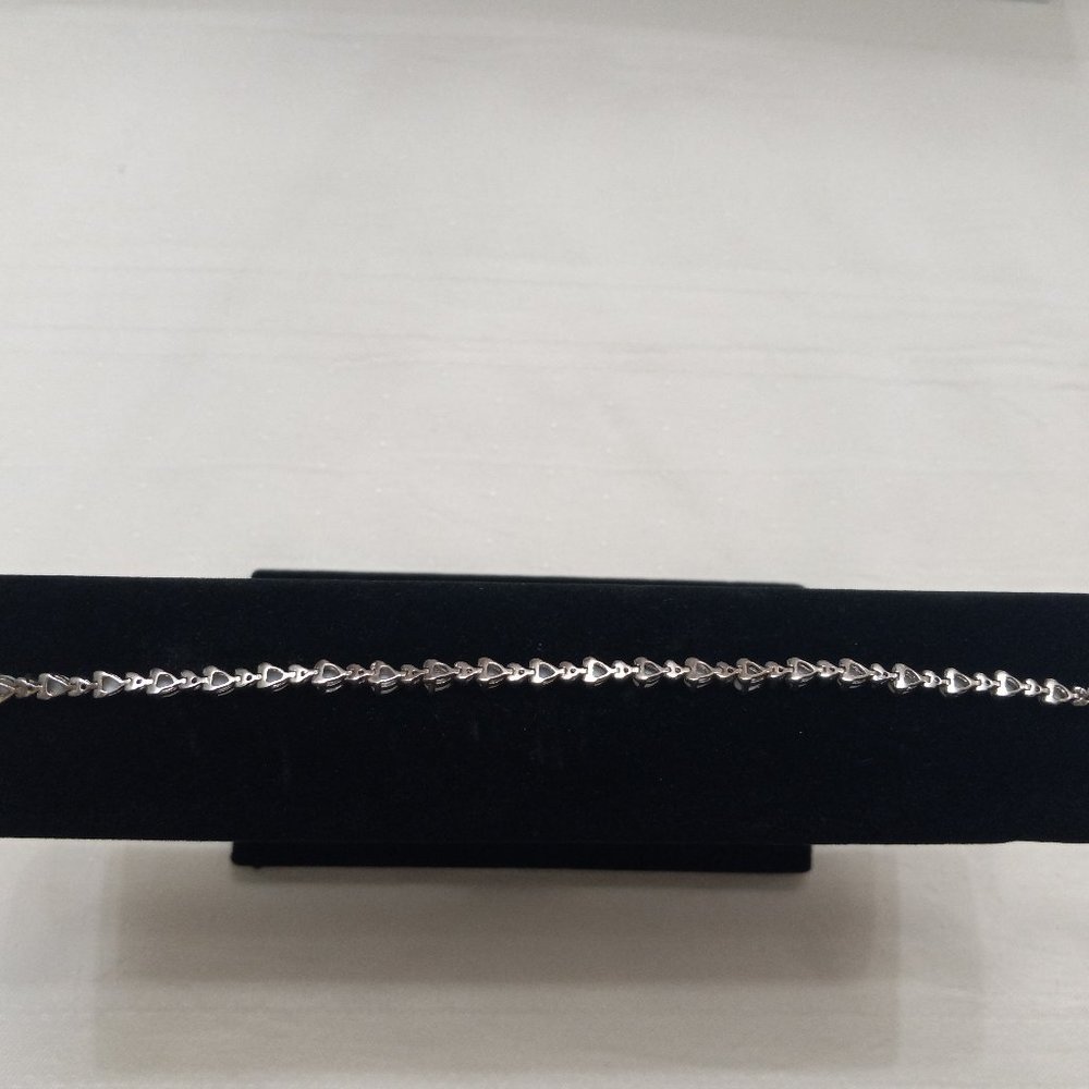 Sterling Silver Bracelet with Opals and Blue Rhinestones - Picture 3 of 14